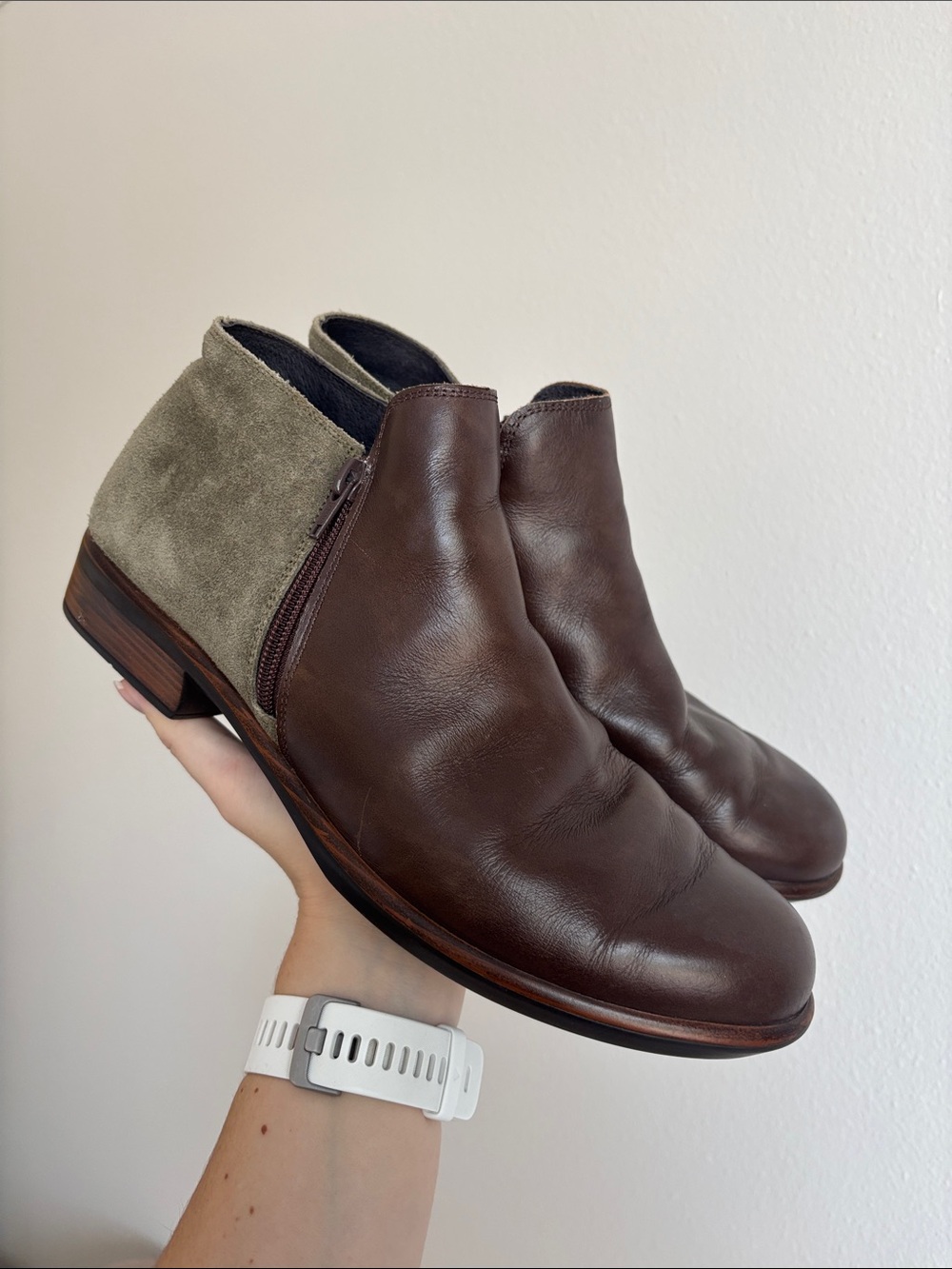 NOAT Helm Ankle Boots Brown Dark Green Womens Size EU 42 US 11-11.5 EUC - Picture 3 of 10